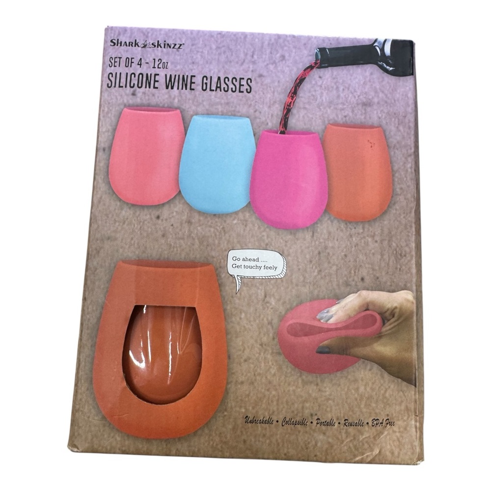 Shark Skinzz Silicone Wine Glasses – Set of 4 (12 oz)